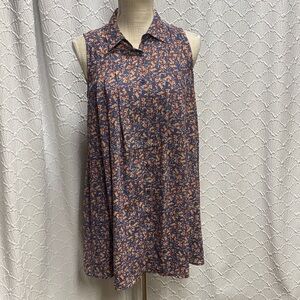 NWT Jaime size‎ XS  Floral Navy and Orange Coral lined adjustable casual summer